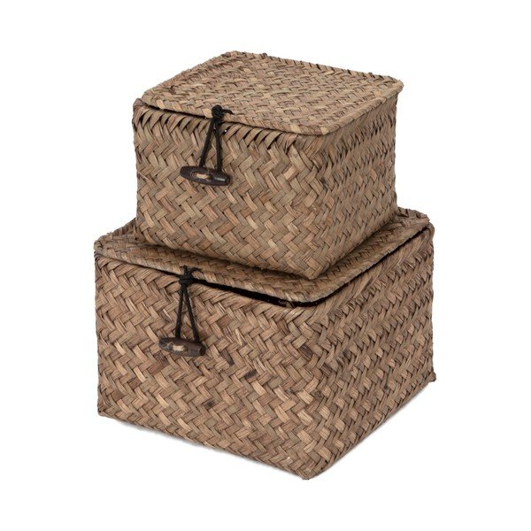 Set 2 coșuri depozitare din stuf Compactor Lidwhite, maro închis-image-3