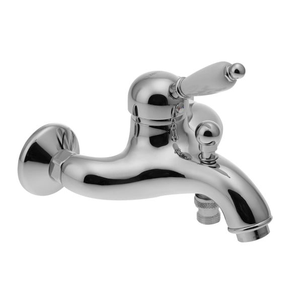 Baterie argintie pentru cadă cu montare pe perete (2 ieșiri) Kirké White – Sapho
