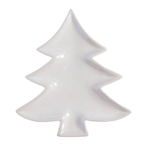 Farfurie din ceramică Ewax Christmas Tree, lungime 24 cm, alb