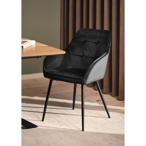 Set de scaune de sufragerie gri cu cotiere 2 buc. tapițat Nolan Square – Unique Furniture-image-1