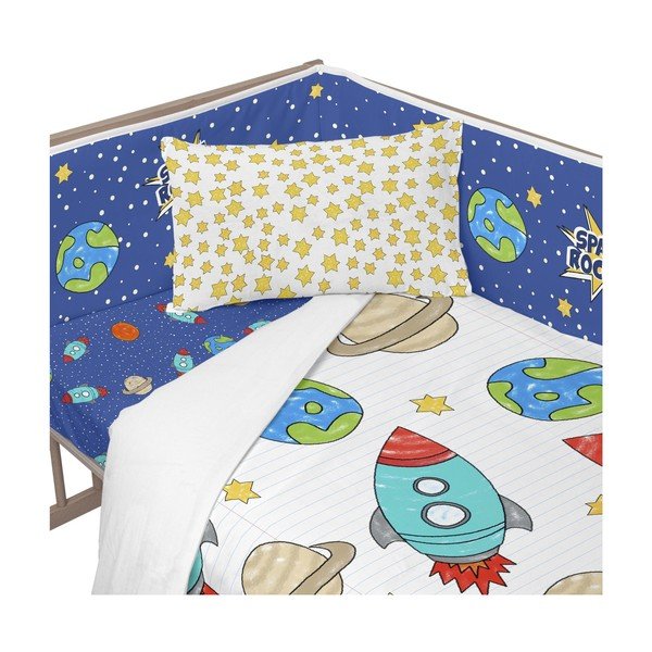 Protecție pentru pătuț din bumbac Mr. Fox Space Rocket, 210 x 40 cm-image-3