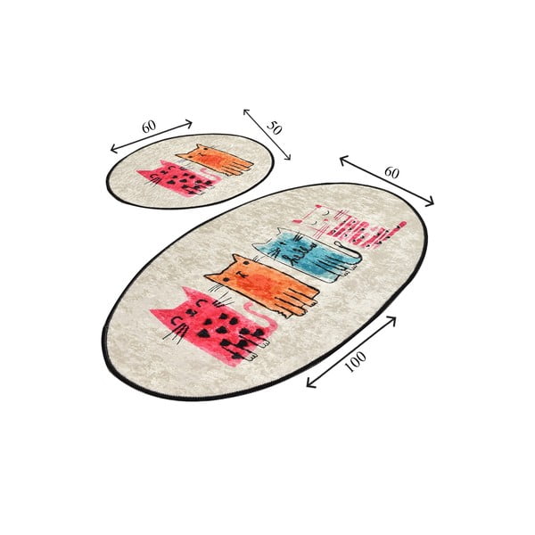 Covorașe de baie maro deschis 2 buc. 60x100 cm Baby Cats – Foutastic-image-3