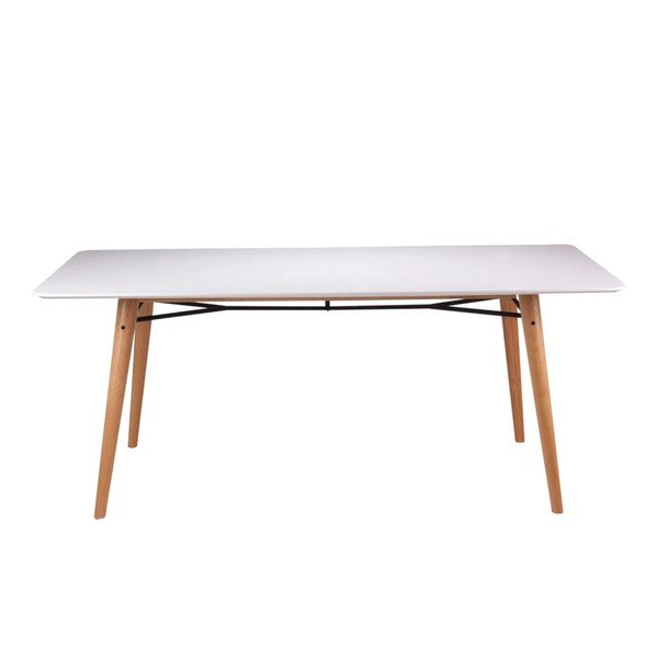 Masă cu picioare de culoare deschisă din lemn de arbore de cauciuc sømcasa Irina, 180 x 90 cm, alb-image-1