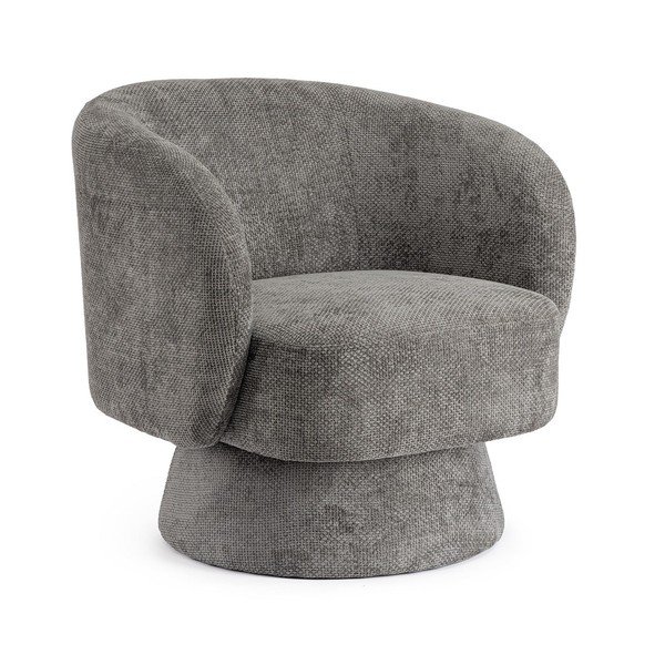 Fotoliu gri închis pivotant cu tapițerie din chenille Julienne – Bizzotto