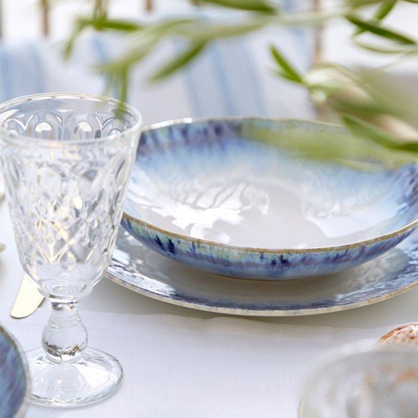 Farfurie din gresie ceramică Costa Nova Brisa, ⌀ 26,5 cm, alb-albastru-image-1