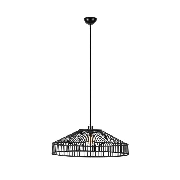 Lustră neagră cu abajur din bambus ø 70 cm Tapa – Markslöjd