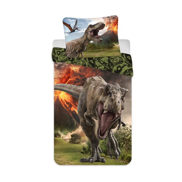 Lenjerie de pat pentru copii din bumbac pentru pat de o persoană 140x200 cm Jurassic World "Volcano" – Jerry Fabrics