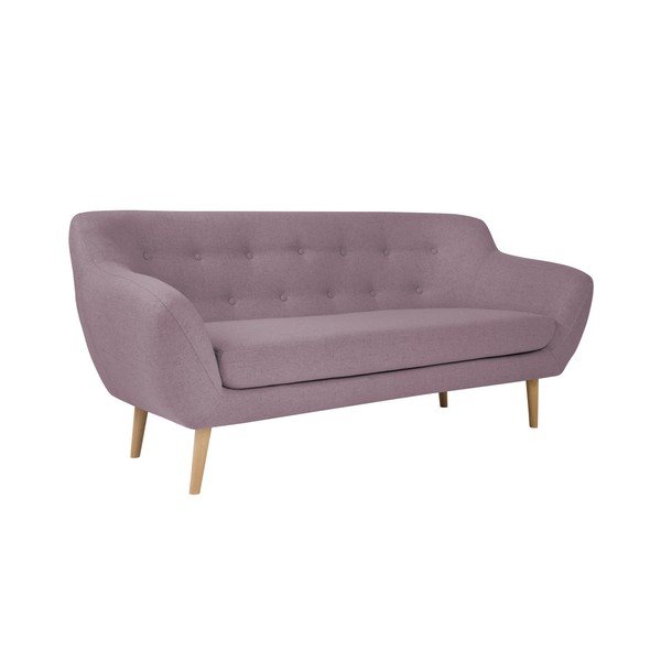 Canapea cu 3 locuri și picioare de culoare deschisă Mazzini Sofas Sicile, roz-image-4