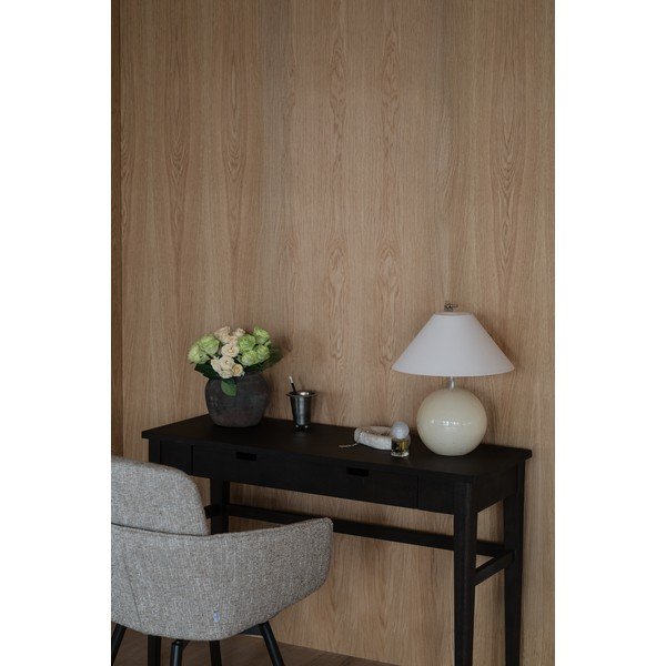 Masă consolă în culoare naturală închisă cu blat cu aspect de lemn de stejar 40x110 cm Garrison – Rowico-image-1