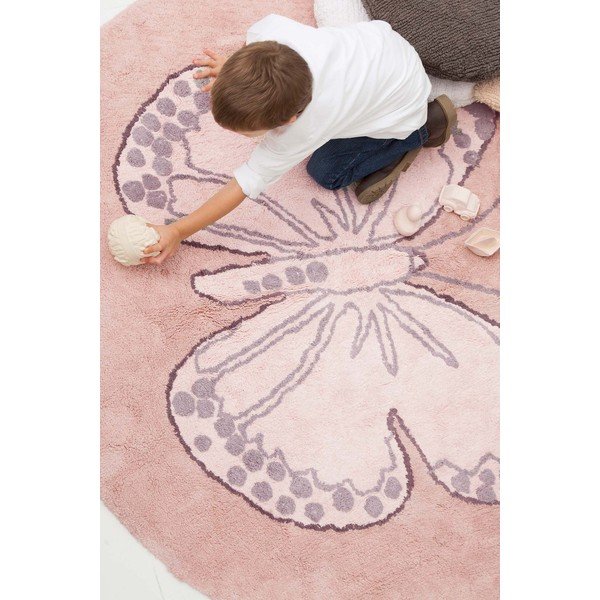 Covor pentru copii roz lavabil/țesut manual din bumbac ø160 cm Mariposa – Lorena Canals-image-3