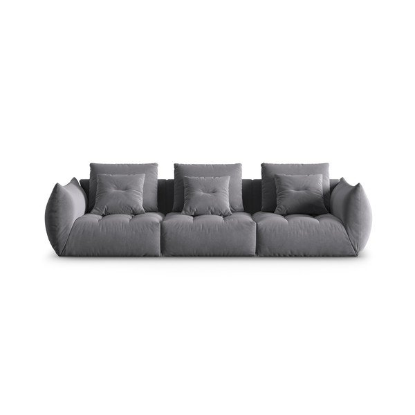 Canapea gri închis cu tapițerie din catifea 332 cm Bloom – Micadoni 