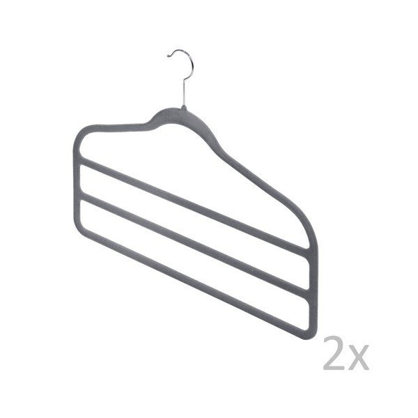 Set 2 umerașe pantaloni Domopak Velvet Hangers, gri-image-1