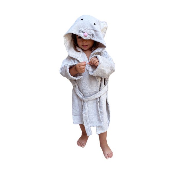 Halat pentru copii alb/gri M din bumbac Mouse - Rocket Baby