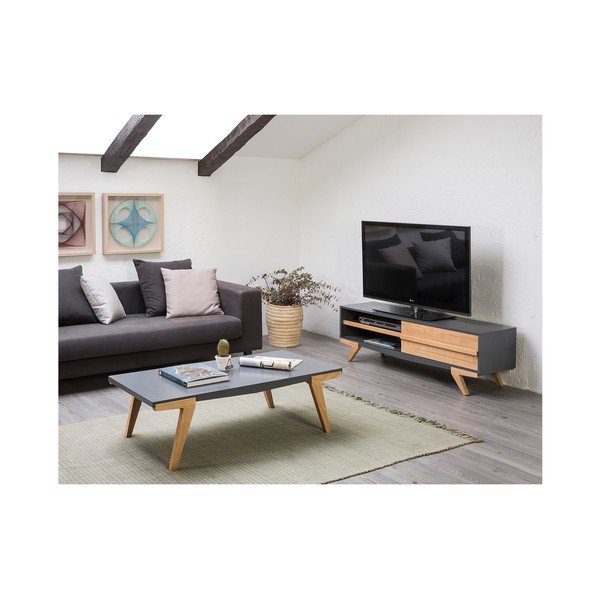 Masă TV cu detalii gri Marckeric Martina, 130 x 38 cm-image-4