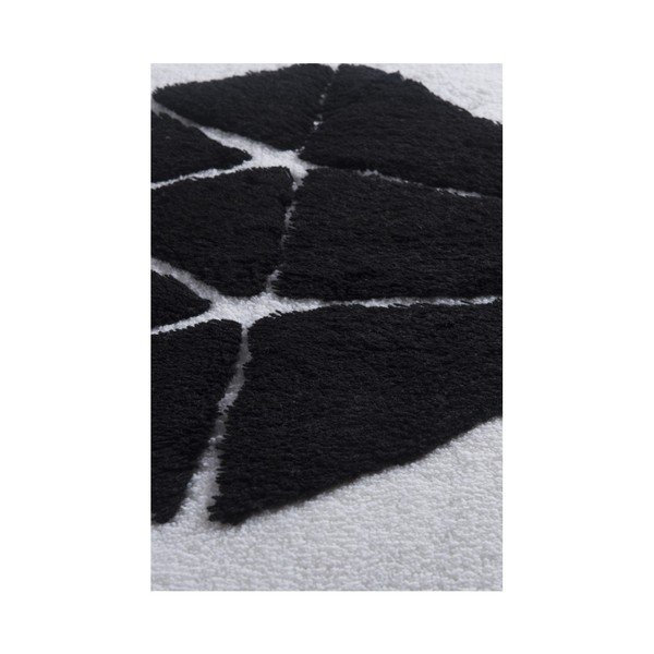 Covor baie Crasso Heart, 100 x 60 cm, negru - alb-image-2
