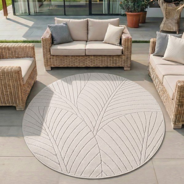 Covor pentru exterior și interior crem rotund ø 120 cm Nova 1203 – Ayyildiz Carpets-image-1