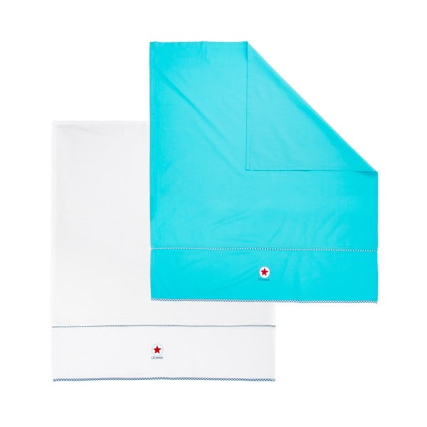 Set 2 pături pentru bebeluși Tiseco Home Studio, 80 x 100 cm, albastru- alb