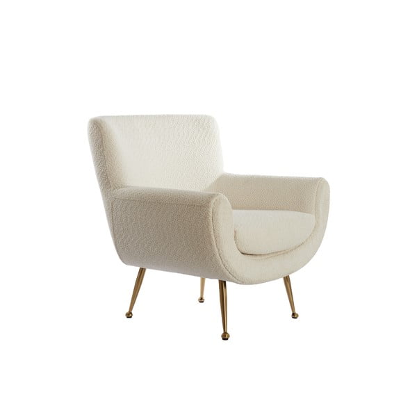 Fotoliu crem cu tapițerie din țesătură bouclé Vinstra – Light & Living
