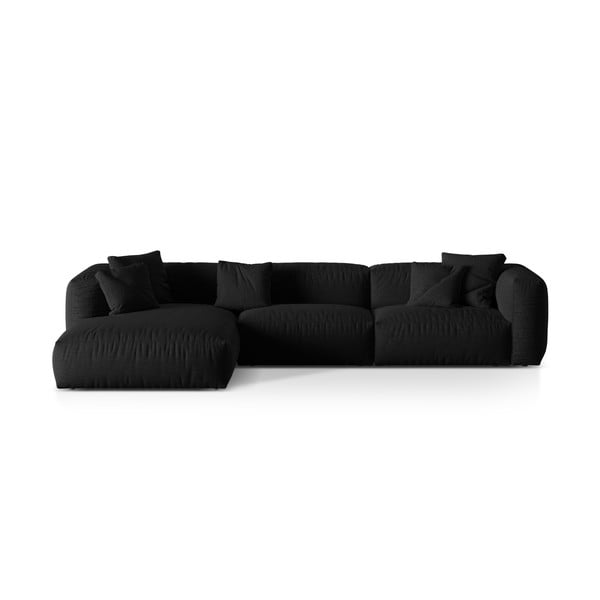 Colțar modular negru (cu colț pe partea stângă ) Martina – Micadoni Home