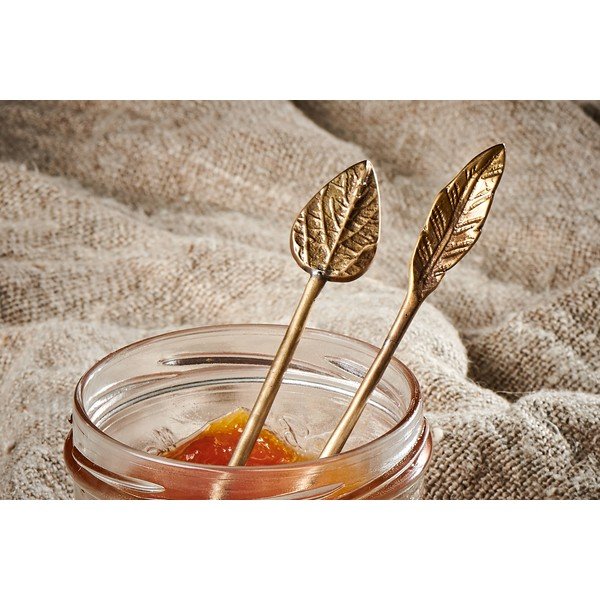 Set 2 lingurițe din alamă Nkuku Leaf Brass-image-1