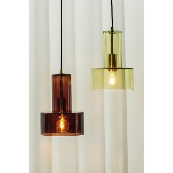 Lustră maro cu intensitate reglabilă cu abajur din sticlă ø 20 cm Ripple – Hübsch-image-1