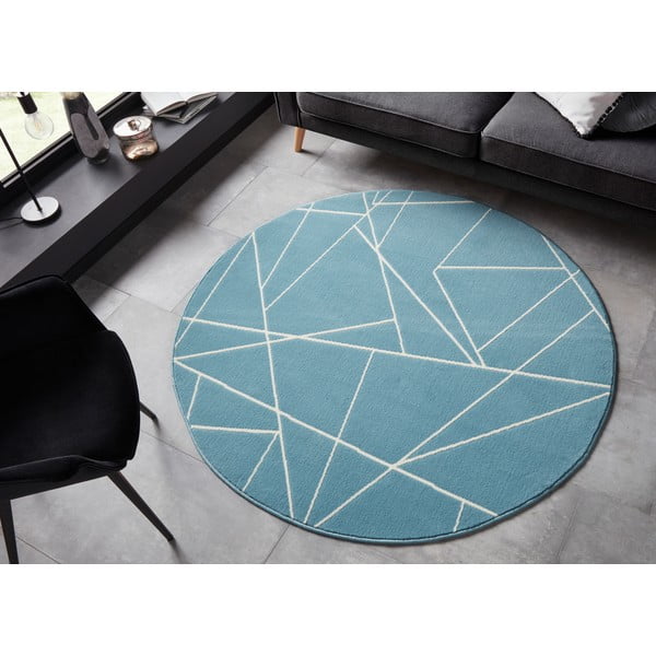 Covor Ragami Velvet, ø 140 cm, albastru-image-1