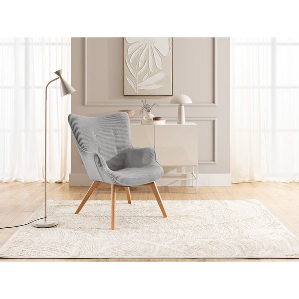 Fotoliu gri cu tapițerie din catifea reiată Niko – Ropez-image-4