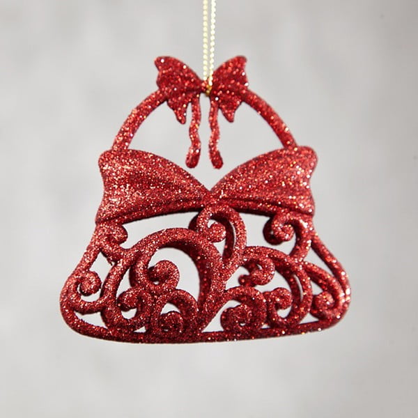 Set 6 decorațiuni din plastic pentru Crăciun DecoKing Bell, roșu