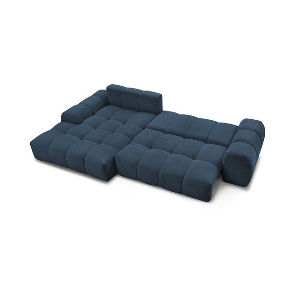 Colțar albastru închis extensibil/cu spațiu de depozitare cu tapițerie din chenille (cu colț pe partea stângă/cu șezlong) Everest – Bobochic Paris-image-4