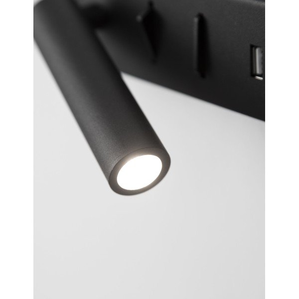 Aplică de perete negru-mat LED cu structură flexibilă/cu port USB din metal Vida – Nova Luce-image-4