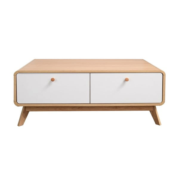 Comodă TV albă/în culoare naturală cu aspect de lemn de stejar 100x40 cm Caitlin – Støraa