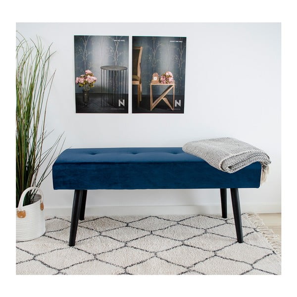 Bancă tapițată cu catifea Bonami Essentials Skiby, albastru-image-1