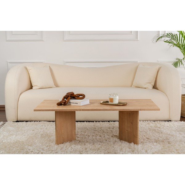 Măsuță de cafea în culoare naturală cu aspect de lemn de stejar 60x119 cm Sabin – Kalune Design-image-2