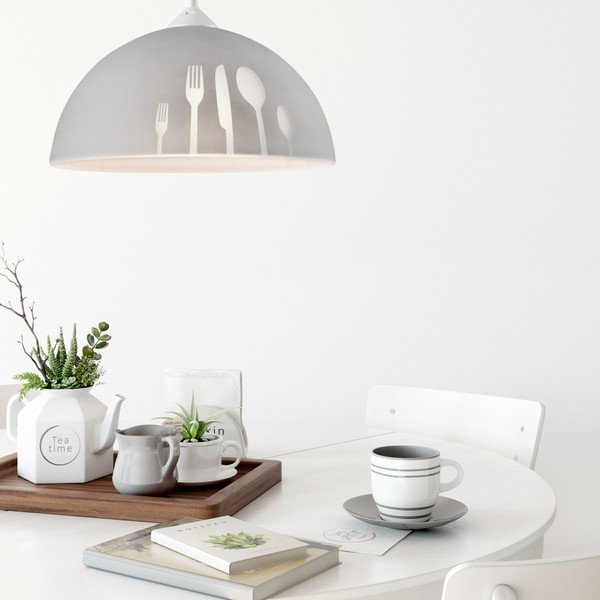 Lustră gri cu abajur din sticlă ø 30 cm Apetite – LAMKUR-image-1