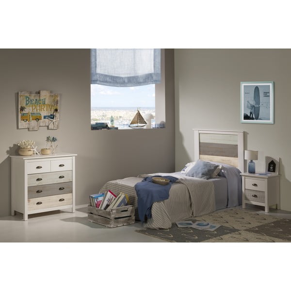 Comodă cu 4 sertare Marckeric Romantica, 79 x 80 cm, alb - gri-image-1