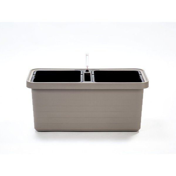 Ghiveci taupe cu sistem de auto-irigare  54 l  Berberis Duo - Plastia-image-1
