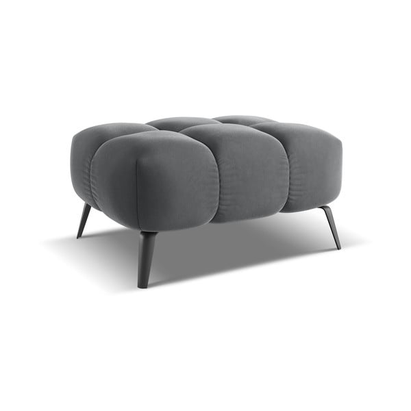 Taburet gri cu tapițerie din catifea Nalu – Makamii-image-2