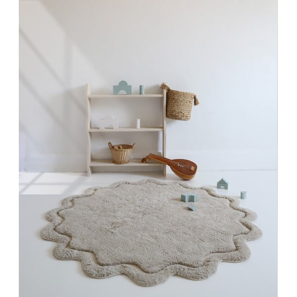 Covor bej lavabil țesut manual rotund din bumbac ø 110 cm Sweet April Lin – Nattiot-image-4