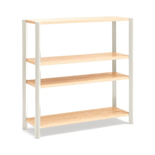 Etajeră crem/în culoare naturală deschisă cu aspect de lemn de stejar 126x128x43 cm Bona – Teulat-image-2