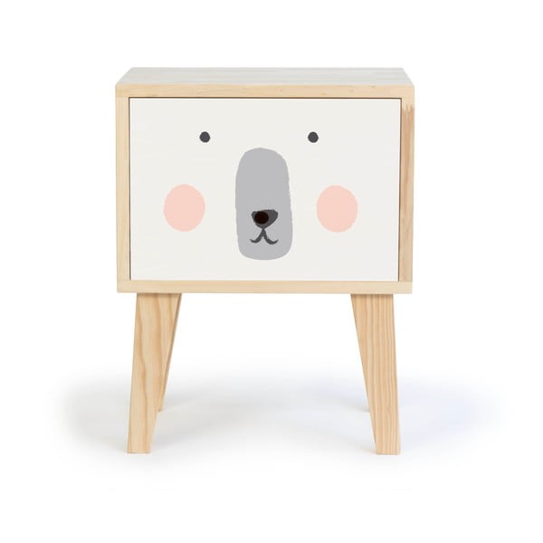 Noptieră din lemn de pin pentru copii The Wild Hug Polar Bear