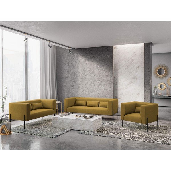 Canapea Milo Casa Nina, galben, 142 cm-image-1