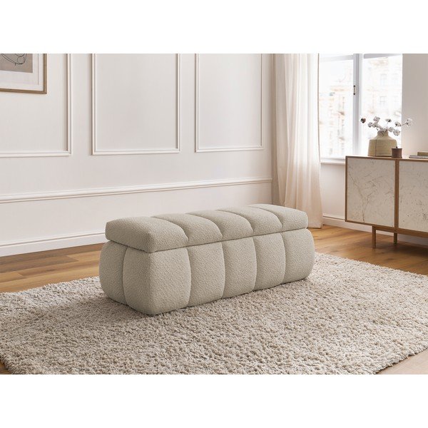 Bancă bej cu tapițerie din țesătură bouclé – Bobochic Paris-image-4