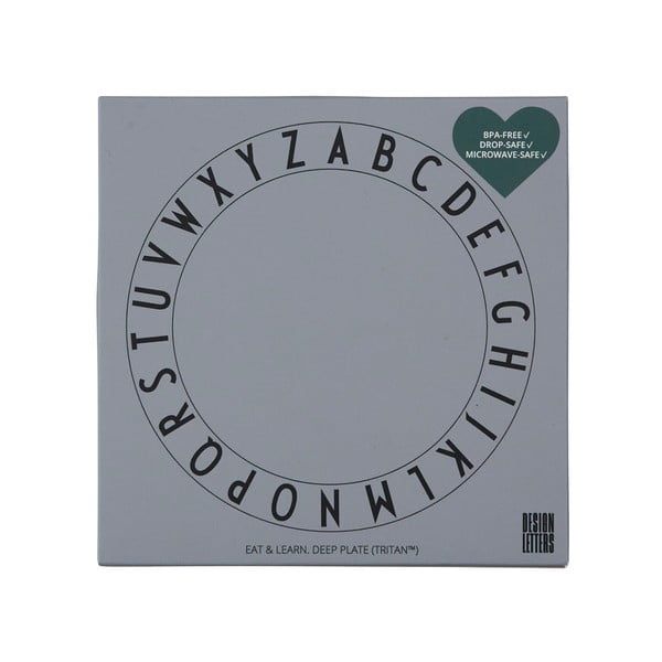 Farfurie adâncă pentru copii Design Letters Eat & Learn, ø 15,5 cm, gri-image-2