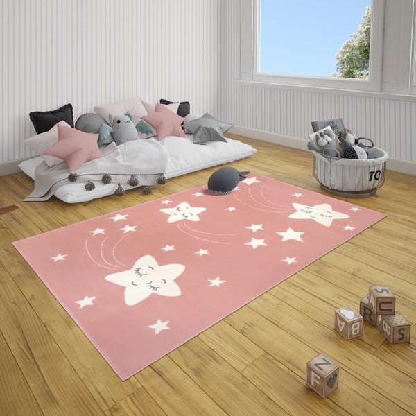 Covor pentru copii Hanse Home Adventures Stardust, 80x150 cm, roz-image-1