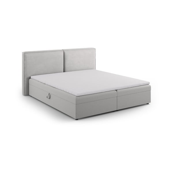 Pat boxspring gri deschis cu spațiu de depozitare 180x200 cm Arendal – Cosmopolitan Design