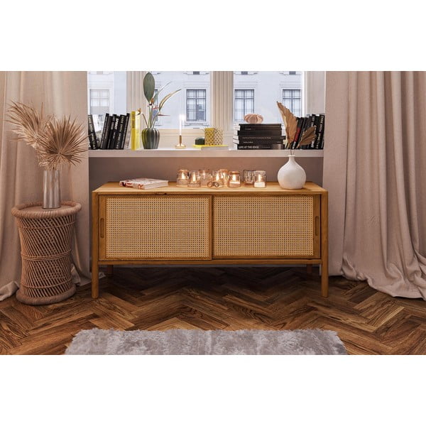 Masă TV din lemn de stejar 142x64 cm Pola - The Beds-image-1