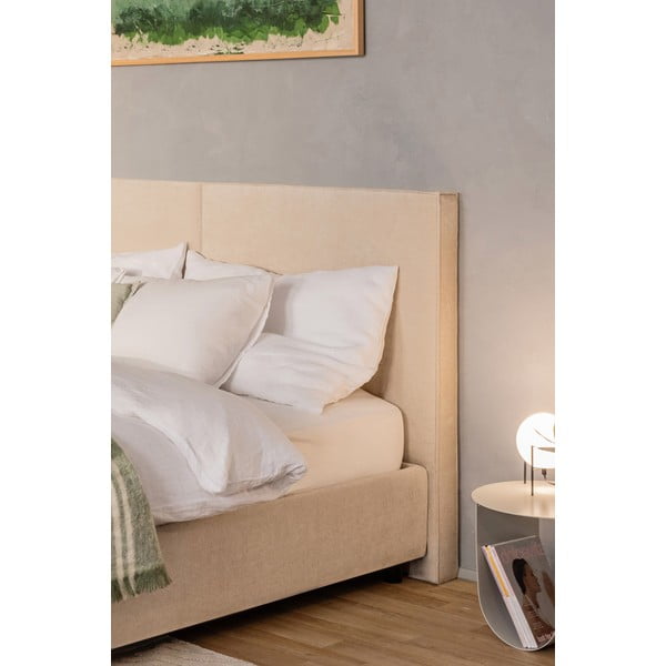 Pat matrimonial bej tapițat cu spațiu de depozitare cu somieră 180x200 cm Myra Bold – Bonami Selection-image-3