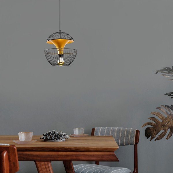 Lustră neagră/aurie cu abajur din metal ø 30 cm Telmander – Opviq lights-image-2