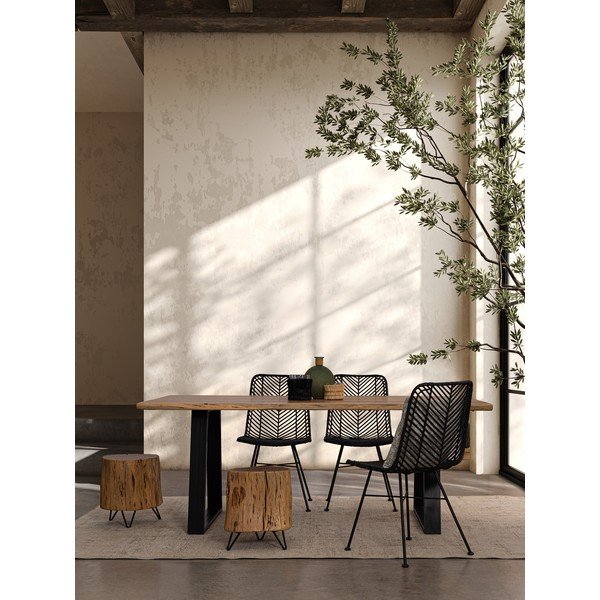Scaun tip taburet în culoare naturală din lemn de acacia Artur – Bizzotto-image-1