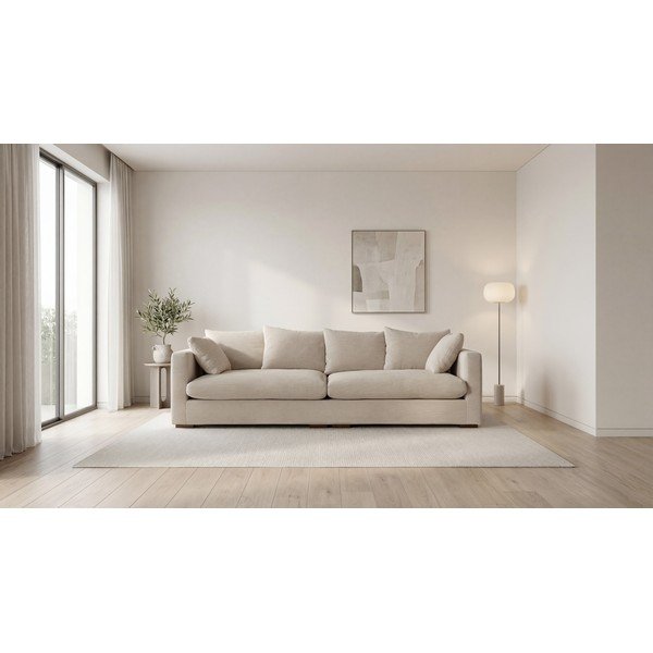 Canapea bej cu tapițerie din catifea reiată  266 cm Comfy – Scandic-image-4